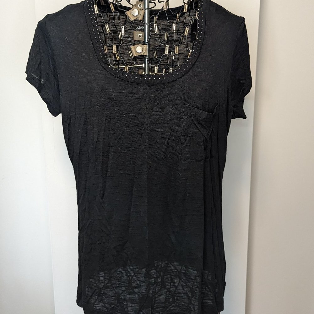 NWT Calvin Klein s/s top - super cute collar EXTREMELY Soft - Size L